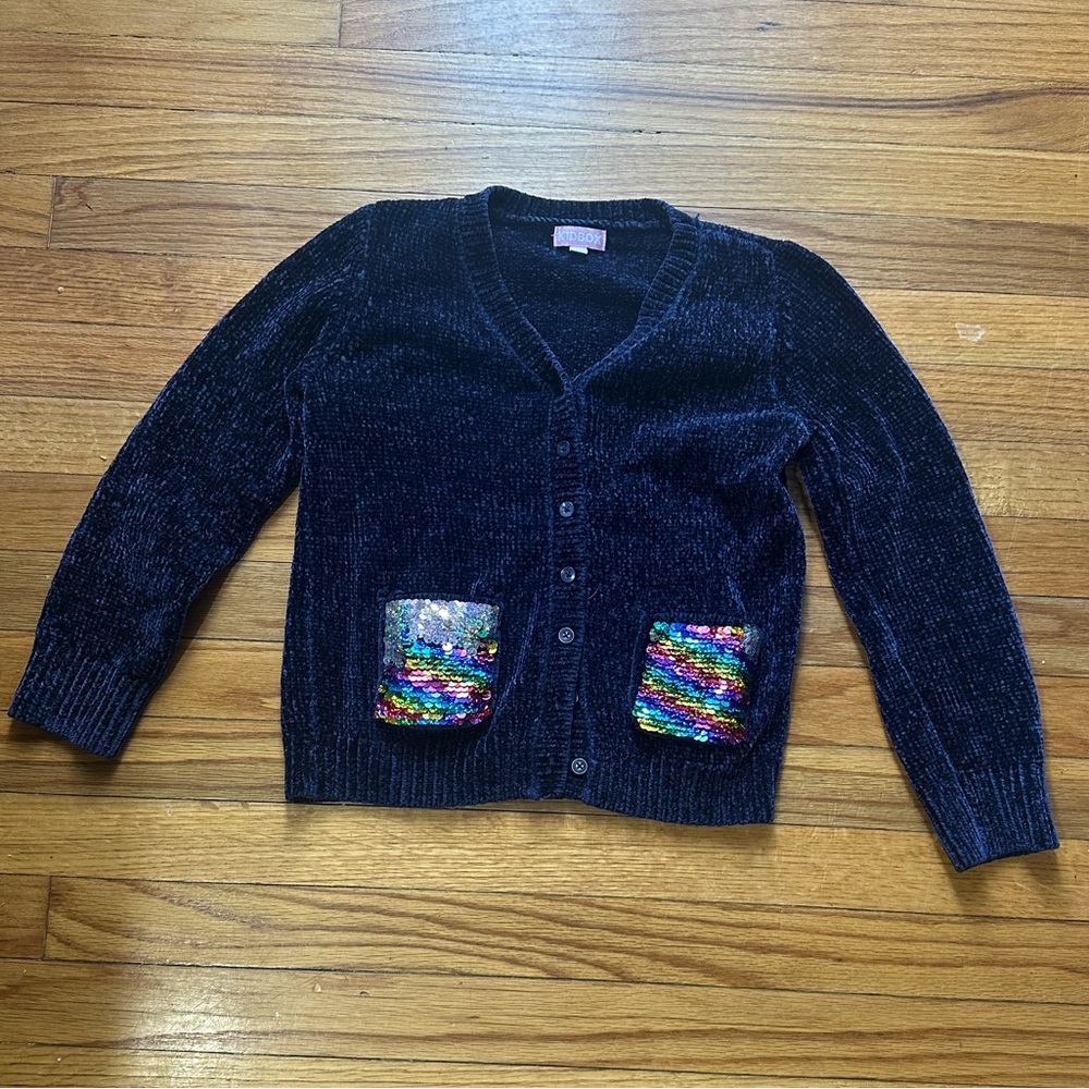 Kids Blue Sweater with Sequin Pockets